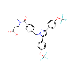 CN(CCC(=O)O)C(=O)c1ccc(Cn2nc(-c3ccc(OC(F)(F)F)cc3)cc2-c2ccc(OC(F)(F)F)cc2)cc1 ZINC000066058907