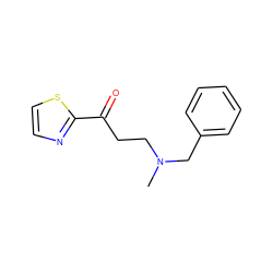 CN(CCC(=O)c1nccs1)Cc1ccccc1 ZINC000045388492