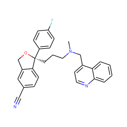 CN(CCC[C@@]1(c2ccc(F)cc2)OCc2cc(C#N)ccc21)Cc1ccnc2ccccc12 ZINC000103244761