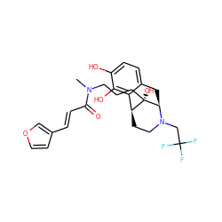 CN(CCC[C@]1(O)[C@H]2CCN(CC(F)(F)F)[C@@H]1Cc1ccc(O)c(O)c12)C(=O)/C=C/c1ccoc1 ZINC000095593938