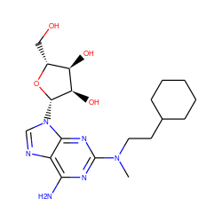 CN(CCC1CCCCC1)c1nc(N)c2ncn([C@@H]3O[C@H](CO)[C@@H](O)[C@H]3O)c2n1 ZINC000013823922