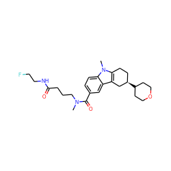 CN(CCCC(=O)NCCF)C(=O)c1ccc2c(c1)c1c(n2C)CC[C@@H](C2CCOCC2)C1 ZINC000059050433