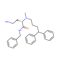 CN(CCCC(c1ccccc1)c1ccccc1)[C@@H](CCN)C(=O)NCc1ccccc1 ZINC000169349894