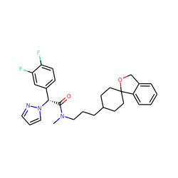 CN(CCCC1CCC2(CC1)OCc1ccccc12)C(=O)[C@@H](c1ccc(F)c(F)c1)n1cccn1 ZINC000040953520