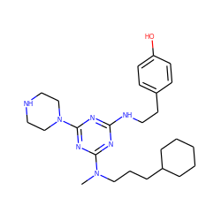 CN(CCCC1CCCCC1)c1nc(NCCc2ccc(O)cc2)nc(N2CCNCC2)n1 ZINC000013492574