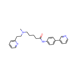 CN(CCCCC(=O)Nc1ccc(-c2cccnc2)cc1)CCc1ccccn1 ZINC000045300447