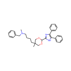 CN(CCCCC1(C)COC(c2nc(-c3ccccc3)c(-c3ccccc3)[nH]2)OC1)Cc1ccccc1 ZINC000013755454