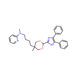 CN(CCCCC1(C)COC(c2nc(-c3ccccc3)c(-c3ccccc3)[nH]2)OC1)c1ccccn1 ZINC000029219920