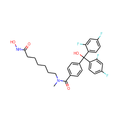 CN(CCCCCCC(=O)NO)C(=O)c1ccc(C(O)(c2ccc(F)cc2F)c2ccc(F)cc2F)cc1 ZINC000118355412