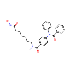 CN(CCCCCCC(=O)NO)C(=O)c1ccc(N(C(=O)c2ccccc2)c2ccccc2)cc1 ZINC000118360277