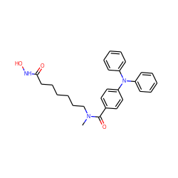 CN(CCCCCCC(=O)NO)C(=O)c1ccc(N(c2ccccc2)c2ccccc2)cc1 ZINC000118362245