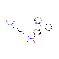 CN(CCCCCCC(=O)NO)C(=O)c1ccc(N(c2ccccc2)c2ccccn2)cc1 ZINC000118140816