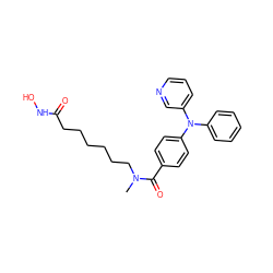 CN(CCCCCCC(=O)NO)C(=O)c1ccc(N(c2ccccc2)c2cccnc2)cc1 ZINC000118145015