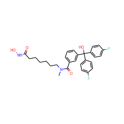 CN(CCCCCCC(=O)NO)C(=O)c1cccc(C(O)(c2ccc(F)cc2)c2ccc(F)cc2)c1 ZINC000118367432