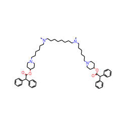 CN(CCCCCCCCN(C)CCCCCCN1CCC(OC(=O)C(c2ccccc2)c2ccccc2)CC1)CCCCCCN1CCC(OC(=O)C(c2ccccc2)c2ccccc2)CC1 ZINC000150569970