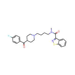 CN(CCCCN1CCC(C(=O)c2ccc(F)cc2)CC1)C(=O)c1nsc2ccccc12 ZINC000013737878