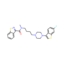 CN(CCCCN1CCN(c2csc3cc(F)ccc23)CC1)C(=O)c1nsc2ccccc12 ZINC000013737872