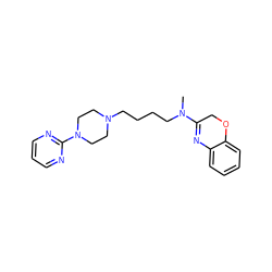 CN(CCCCN1CCN(c2ncccn2)CC1)C1=Nc2ccccc2OC1 ZINC000100831426