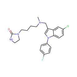 CN(CCCCN1CCNC1=O)Cc1cn(-c2ccc(F)cc2)c2ccc(Cl)cc12 ZINC000013758588