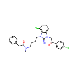 CN(CCCCn1c(=N)n(CC(=O)c2ccc(Cl)cc2)c2cccc(Cl)c21)C(=O)Cc1ccccc1 ZINC000029125511