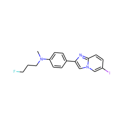 CN(CCCF)c1ccc(-c2cn3cc(I)ccc3n2)cc1 ZINC000013560559