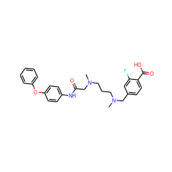 CN(CCCN(C)Cc1ccc(C(=O)O)c(F)c1)CC(=O)Nc1ccc(Oc2ccccc2)cc1 ZINC000040935646