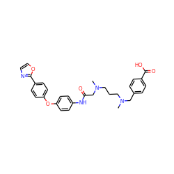 CN(CCCN(C)Cc1ccc(C(=O)O)cc1)CC(=O)Nc1ccc(Oc2ccc(-c3ncco3)cc2)cc1 ZINC000040896361