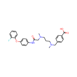 CN(CCCN(C)Cc1ccc(C(=O)O)cc1)CC(=O)Nc1ccc(Oc2ccccc2F)cc1 ZINC000040936114