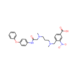 CN(CCCN(C)Cc1ccc(C(=O)O)cc1[N+](=O)[O-])CC(=O)Nc1ccc(Oc2ccccc2)cc1 ZINC000040936584