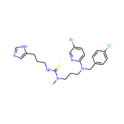 CN(CCCN(Cc1ccc(Cl)cc1)c1ccc(Br)cn1)C(=S)NCCCc1cnc[nH]1 ZINC000064721433