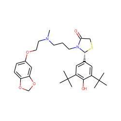 CN(CCCN1C(=O)CS[C@@H]1c1cc(C(C)(C)C)c(O)c(C(C)(C)C)c1)CCOc1ccc2c(c1)OCO2 ZINC000001890661