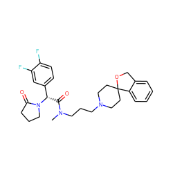 CN(CCCN1CCC2(CC1)OCc1ccccc12)C(=O)[C@@H](c1ccc(F)c(F)c1)N1CCCC1=O ZINC000038749817