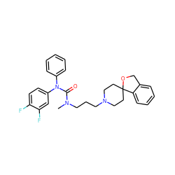 CN(CCCN1CCC2(CC1)OCc1ccccc12)C(=O)N(c1ccccc1)c1ccc(F)c(F)c1 ZINC000040953221