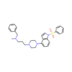 CN(CCCN1CCN(c2cccc3c2ccn3S(=O)(=O)c2ccccc2)CC1)Cc1ccccc1 ZINC001772643811