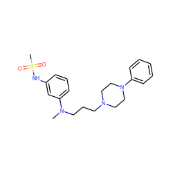 CN(CCCN1CCN(c2ccccc2)CC1)c1cccc(NS(C)(=O)=O)c1 ZINC000169339939