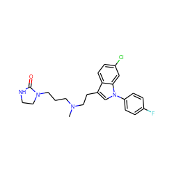 CN(CCCN1CCNC1=O)CCc1cn(-c2ccc(F)cc2)c2cc(Cl)ccc12 ZINC000000601172