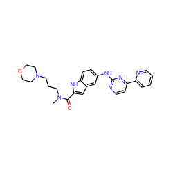 CN(CCCN1CCOCC1)C(=O)c1cc2cc(Nc3nccc(-c4ccccn4)n3)ccc2[nH]1 ZINC000144211224