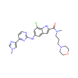 CN(CCCN1CCOCC1)C(=O)c1cc2cc(Nc3nccc(-c4cn(C)cn4)n3)cc(Cl)c2[nH]1 ZINC000205651271