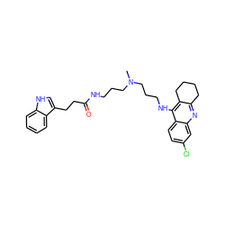 CN(CCCNC(=O)CCc1c[nH]c2ccccc12)CCCNc1c2c(nc3cc(Cl)ccc13)CCCC2 ZINC000013675651