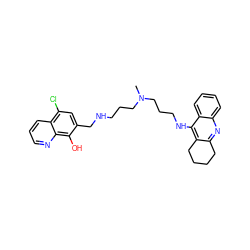 CN(CCCNCc1cc(Cl)c2cccnc2c1O)CCCNc1c2c(nc3ccccc13)CCCC2 ZINC000053243664