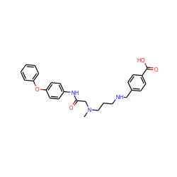 CN(CCCNCc1ccc(C(=O)O)cc1)CC(=O)Nc1ccc(Oc2ccccc2)cc1 ZINC000040919008