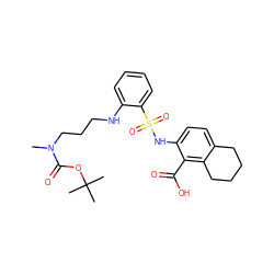 CN(CCCNc1ccccc1S(=O)(=O)Nc1ccc2c(c1C(=O)O)CCCC2)C(=O)OC(C)(C)C ZINC000014964466