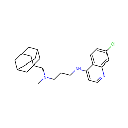 CN(CCCNc1ccnc2cc(Cl)ccc12)CC12CC3CC(CC(C3)C1)C2 ZINC001772654038