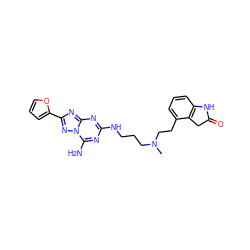 CN(CCCNc1nc(N)n2nc(-c3ccco3)nc2n1)CCc1cccc2c1CC(=O)N2 ZINC000299864130