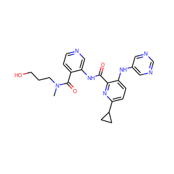 CN(CCCO)C(=O)c1ccncc1NC(=O)c1nc(C2CC2)ccc1Nc1cncnc1 ZINC000169701709