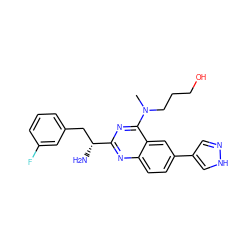 CN(CCCO)c1nc([C@H](N)Cc2cccc(F)c2)nc2ccc(-c3cn[nH]c3)cc12 ZINC000095588530