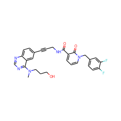 CN(CCCO)c1ncnc2ccc(C#CCNC(=O)c3cccn(Cc4ccc(F)c(F)c4)c3=O)cc12 ZINC000096176291