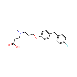 CN(CCCOc1ccc(Cc2ccc(F)cc2)cc1)CCC(=O)O ZINC000013475297