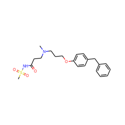 CN(CCCOc1ccc(Cc2ccccc2)cc1)CCC(=O)NS(C)(=O)=O ZINC000013475309