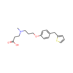 CN(CCCOc1ccc(Cc2cccs2)cc1)CCC(=O)O ZINC000001544407